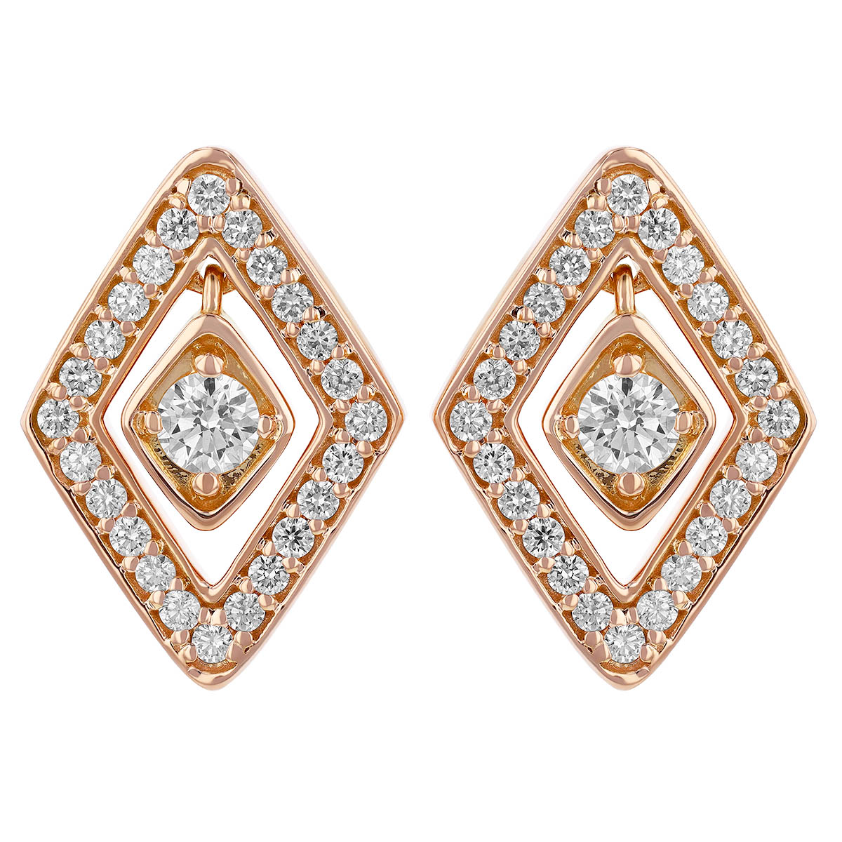 Roberto Coin Diamante Diamond Geometric Stud Earrings 18K Gold