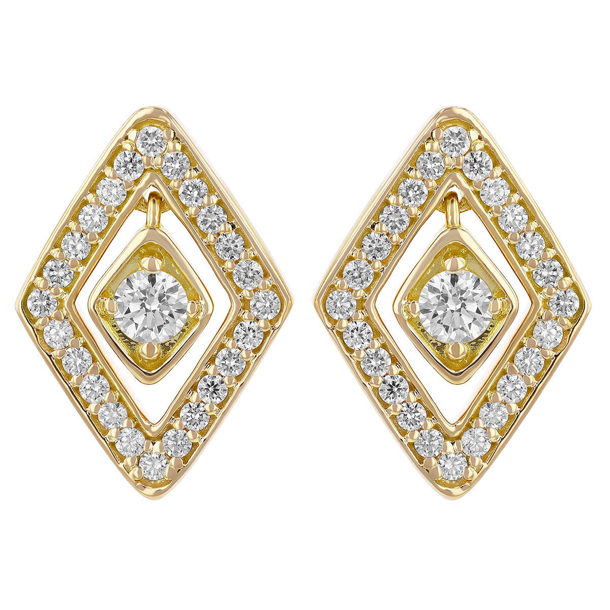 Roberto Coin Diamante Diamond Geometric Stud Earrings 18K Gold