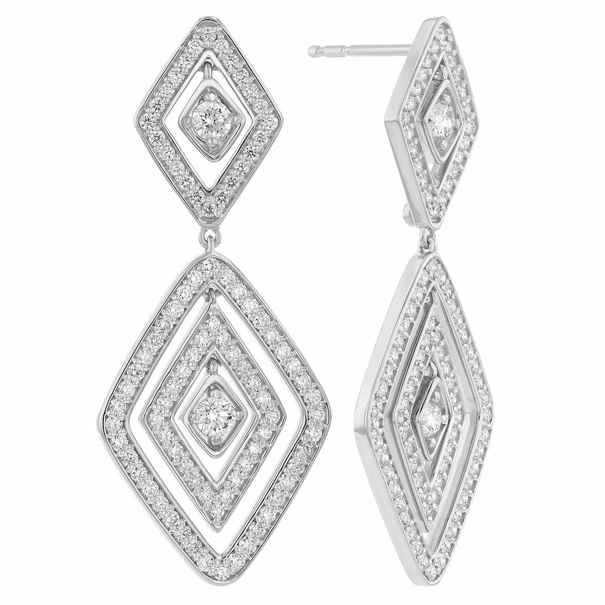 Roberto Coin Diamante Diamond Double Geometric Dangle Earrings in 18K Gold