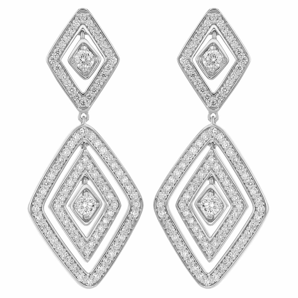 Roberto Coin Diamante Diamond Double Geometric Dangle Earrings in 18K Gold