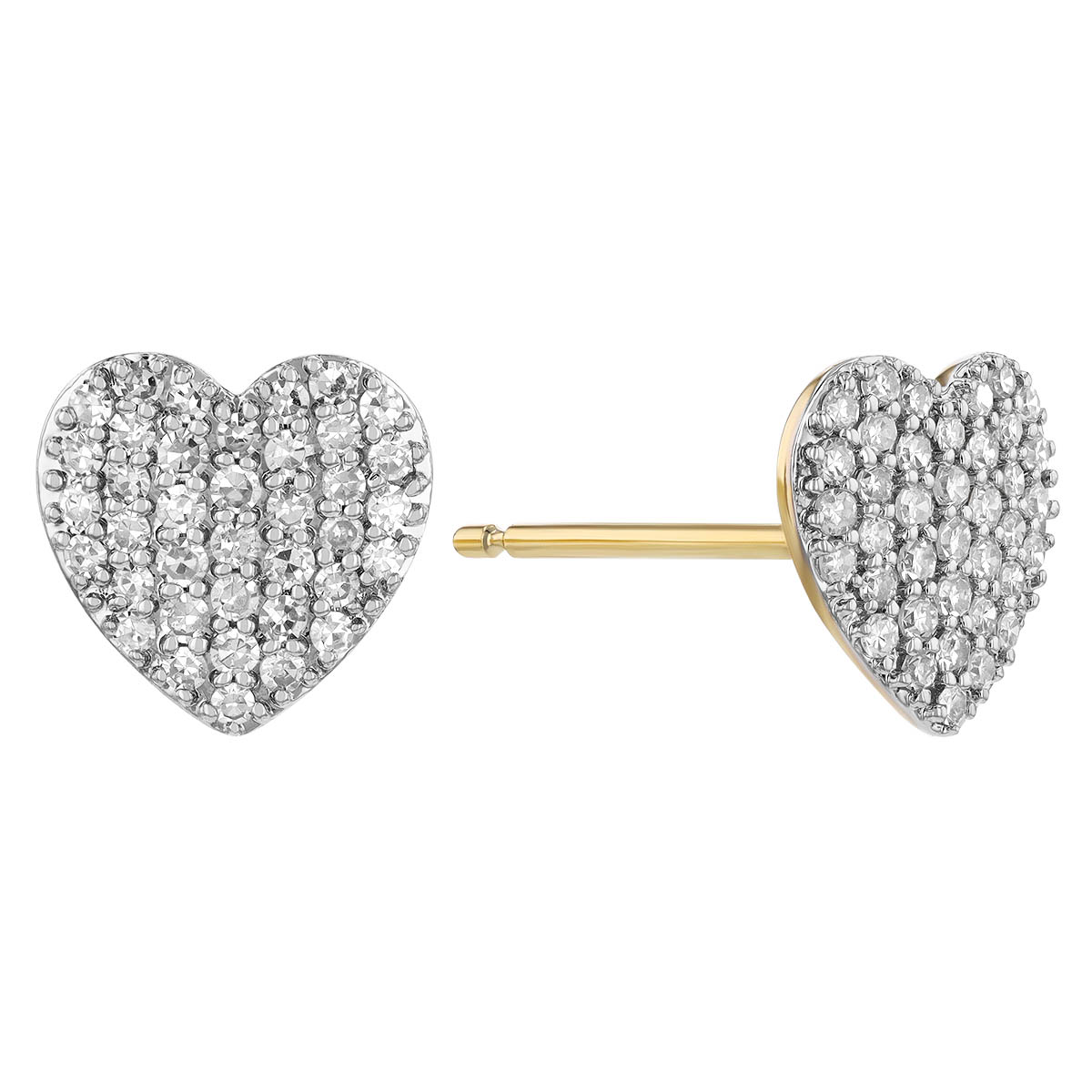 Phillips House Diamond Pavé Heart Stud Earrings in Two Tone