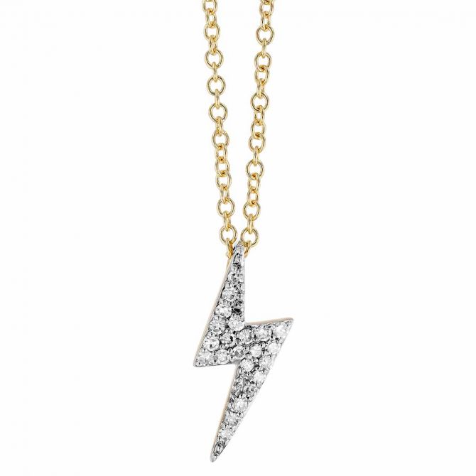 Phillips House Affair Infinity Diamond Pave Lightning Bolt Pendant in Yellow Gold, 18"