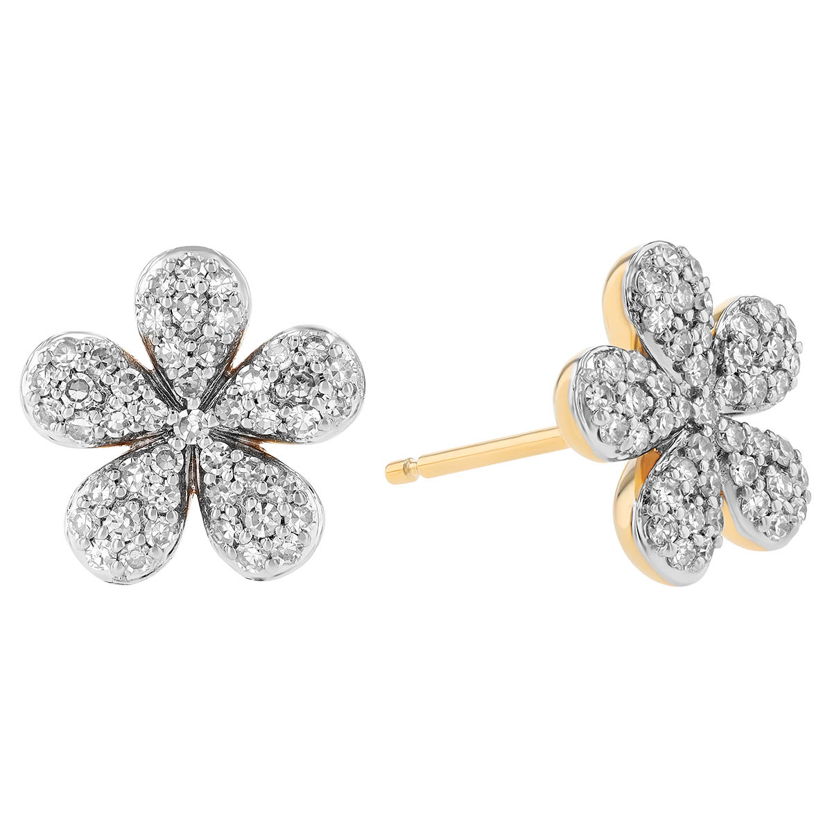 Phillips House Diamond Pavé Dainty Flower Stud Earrings in Two Tone
