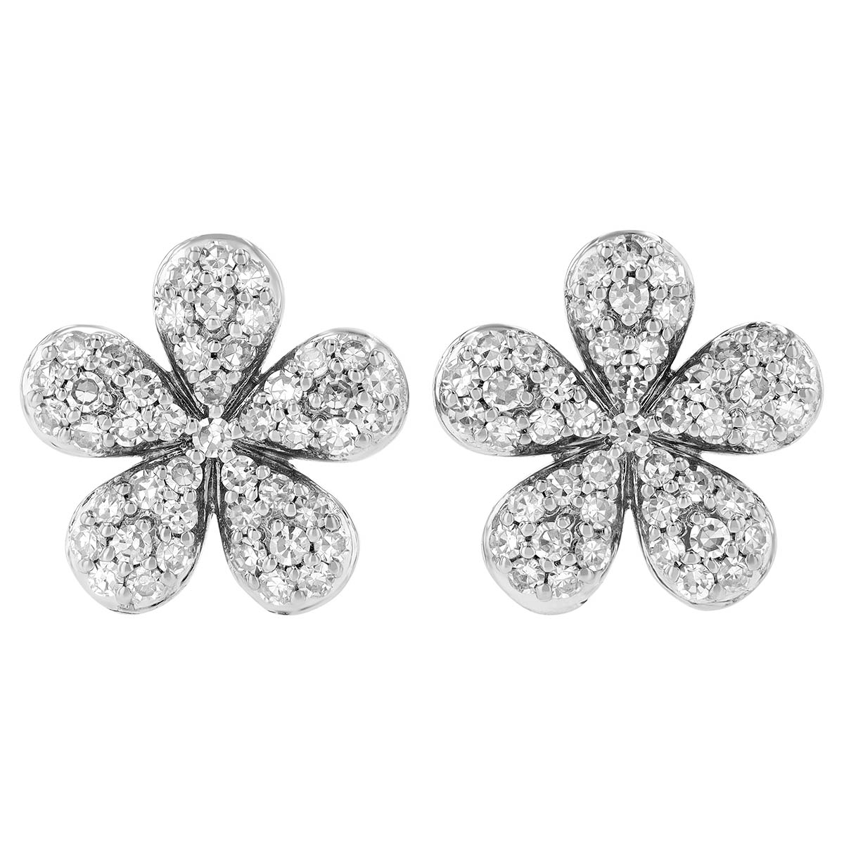 Phillips House Diamond Pavé Dainty Flower Stud Earrings in Two Tone
