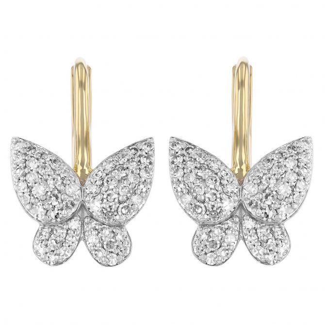 Phillips House Diamond Pavé Butterfly Drop Earrings in Two Tone