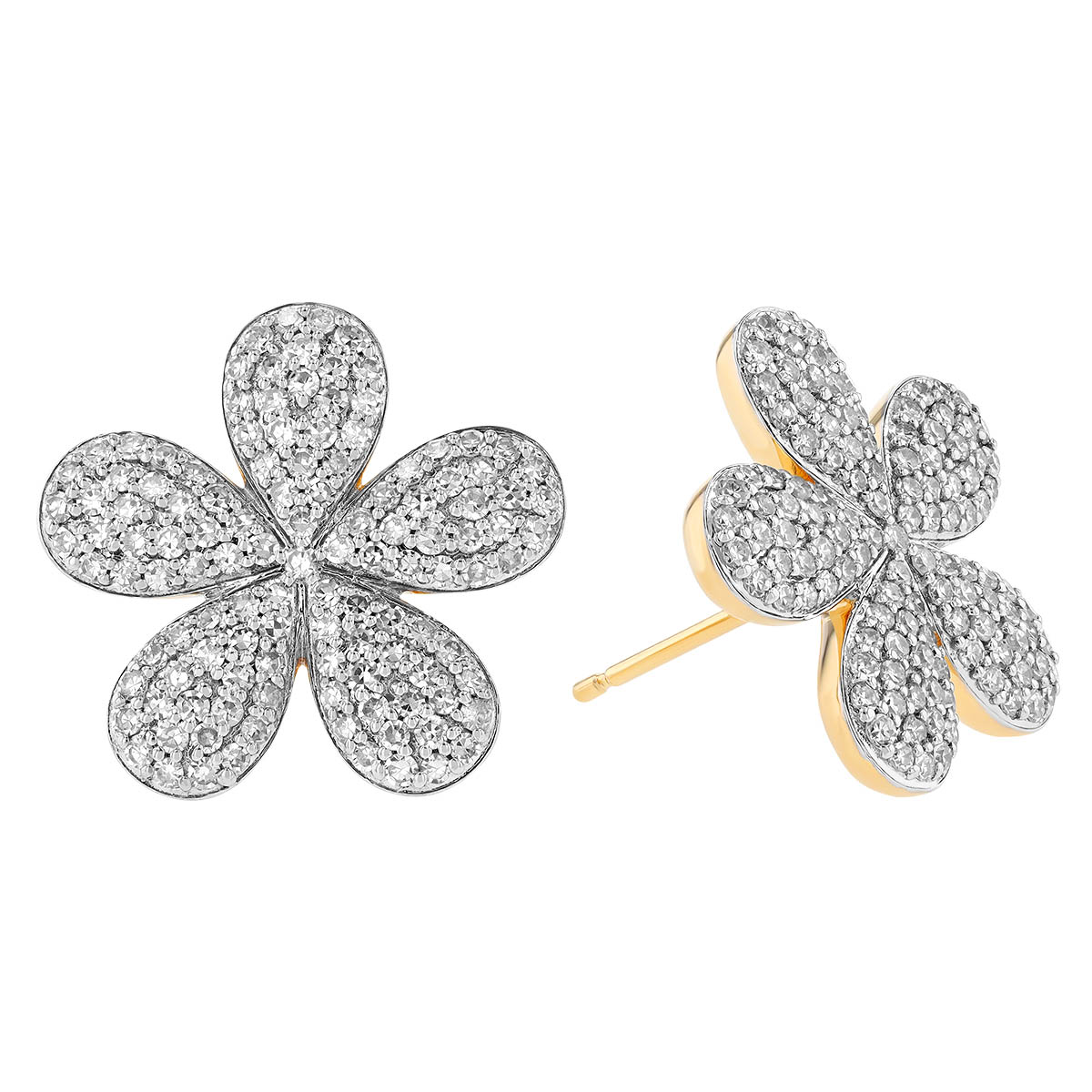 Phillips House Diamond Pavé Flower Stud Earrings in Two Tone