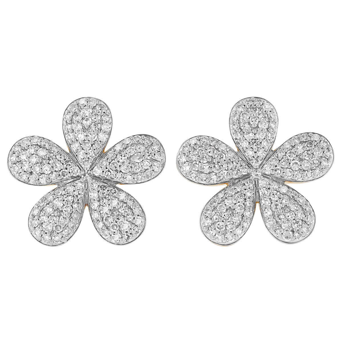 Phillips House Diamond Pavé Flower Stud Earrings in Two Tone