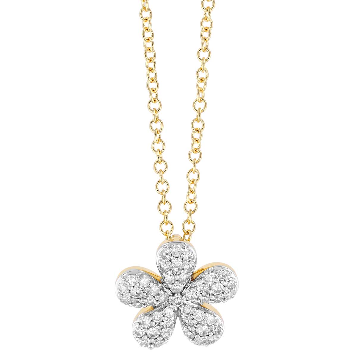 Phillips House Diamond Pave Pettie Forget-Me-Not Flower Pendant in Yellow Gold, 18