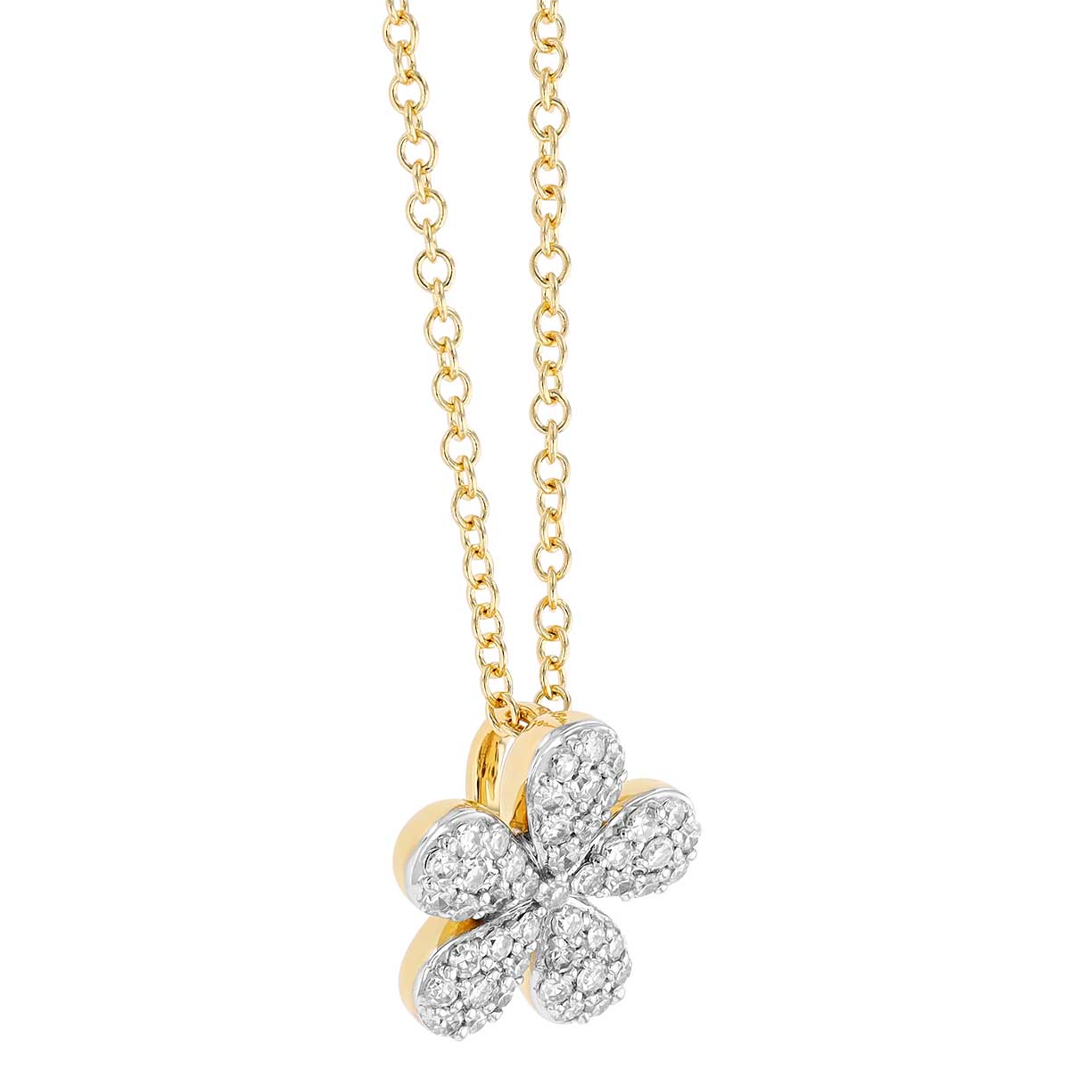 Phillips House Diamond Pave Pettie Forget-Me-Not Flower Pendant in Yellow Gold, 18