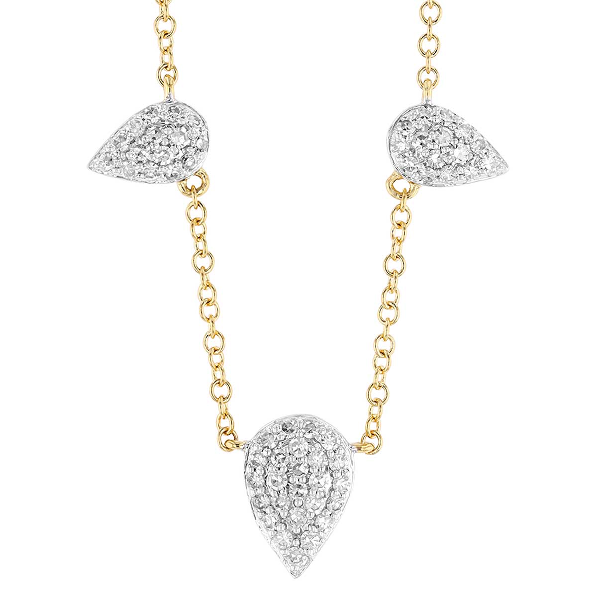 Phillips House Diamond Pave Petal-Shaped Graduated Station Necklace in Yellow Gold, 18