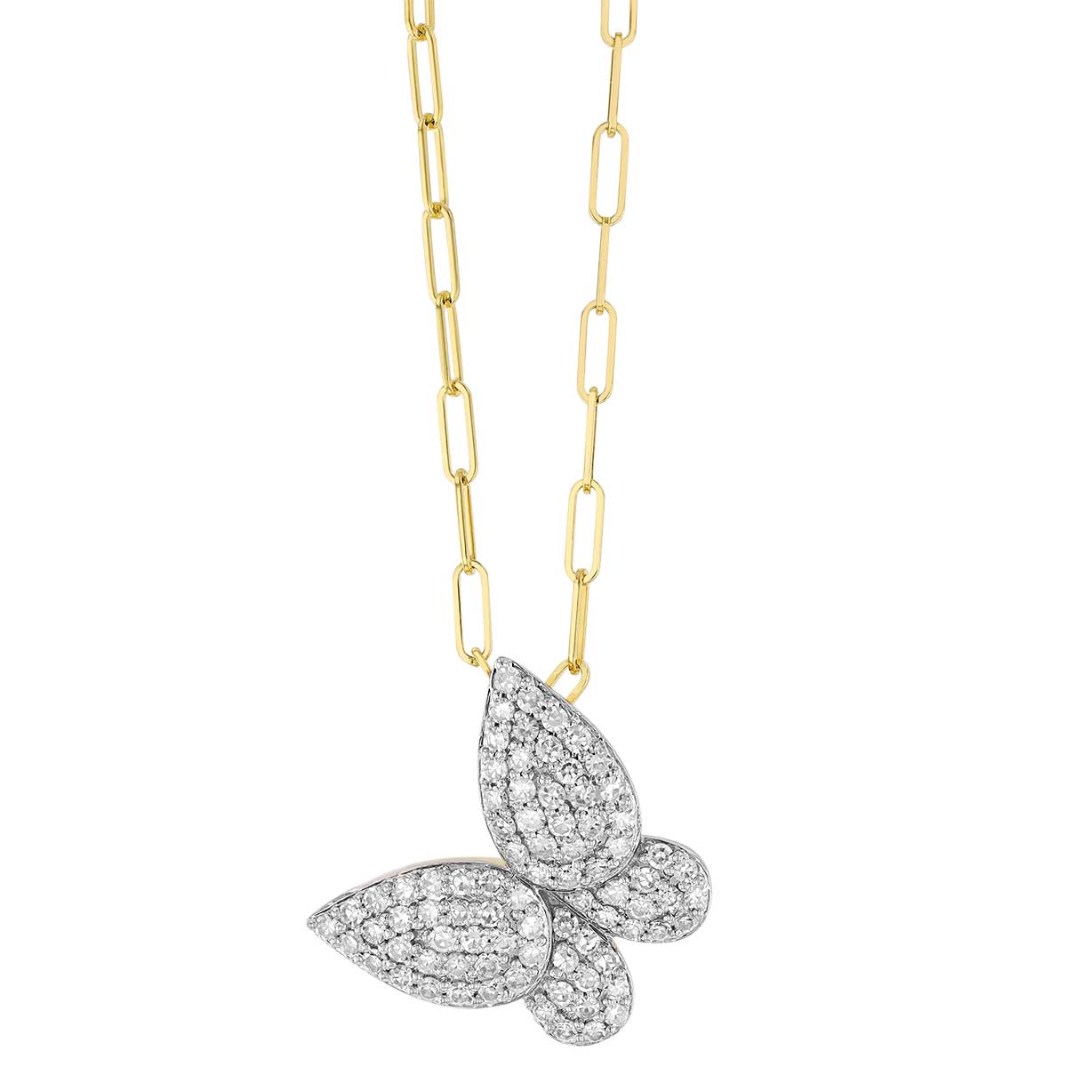 Phillips House Diamond Pave Butterfly Pendant in Yellow Gold, 17