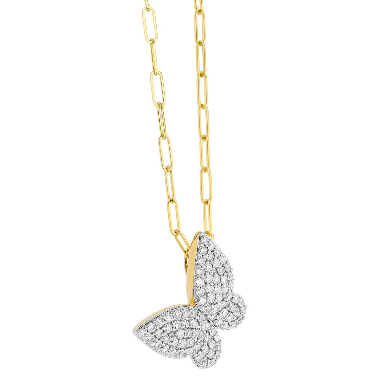 Phillips House Diamond Pave Butterfly Pendant in Yellow Gold, 17