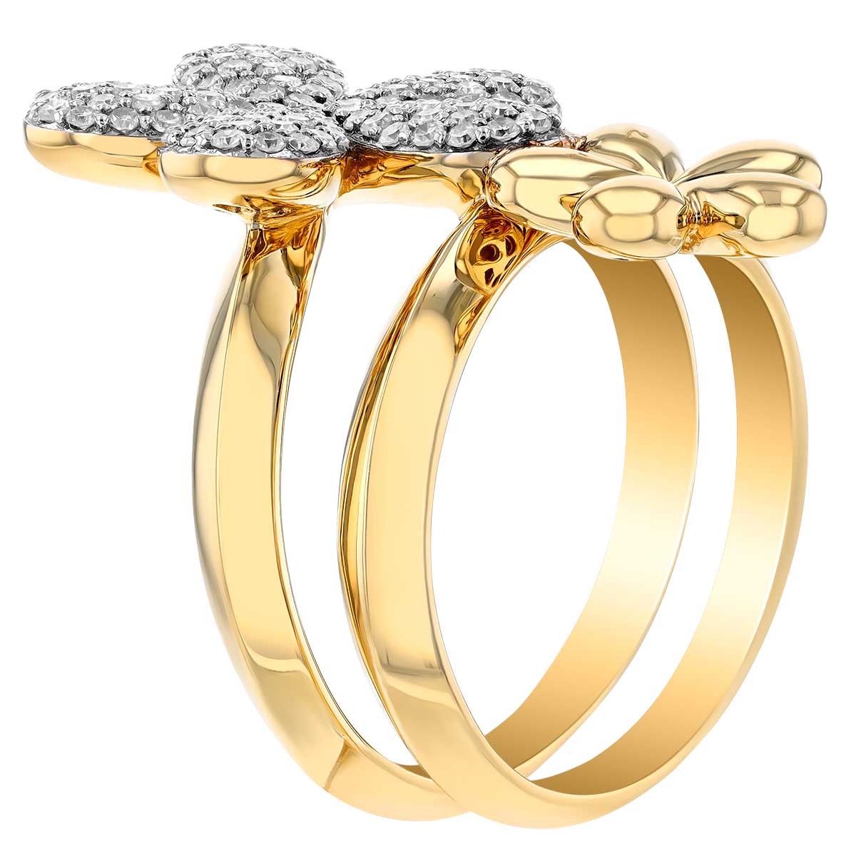 Phillips House Diamond Pave Forget-Me-Not Double Flower Ring in Yellow Gold