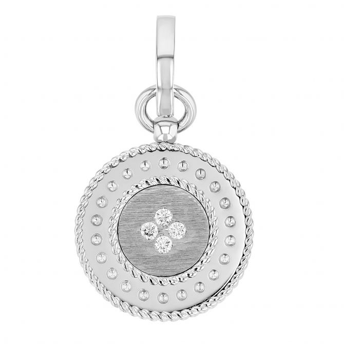 Roberto Coin Venetian Princess Diamond Medallion Pendant Charm in White Gold