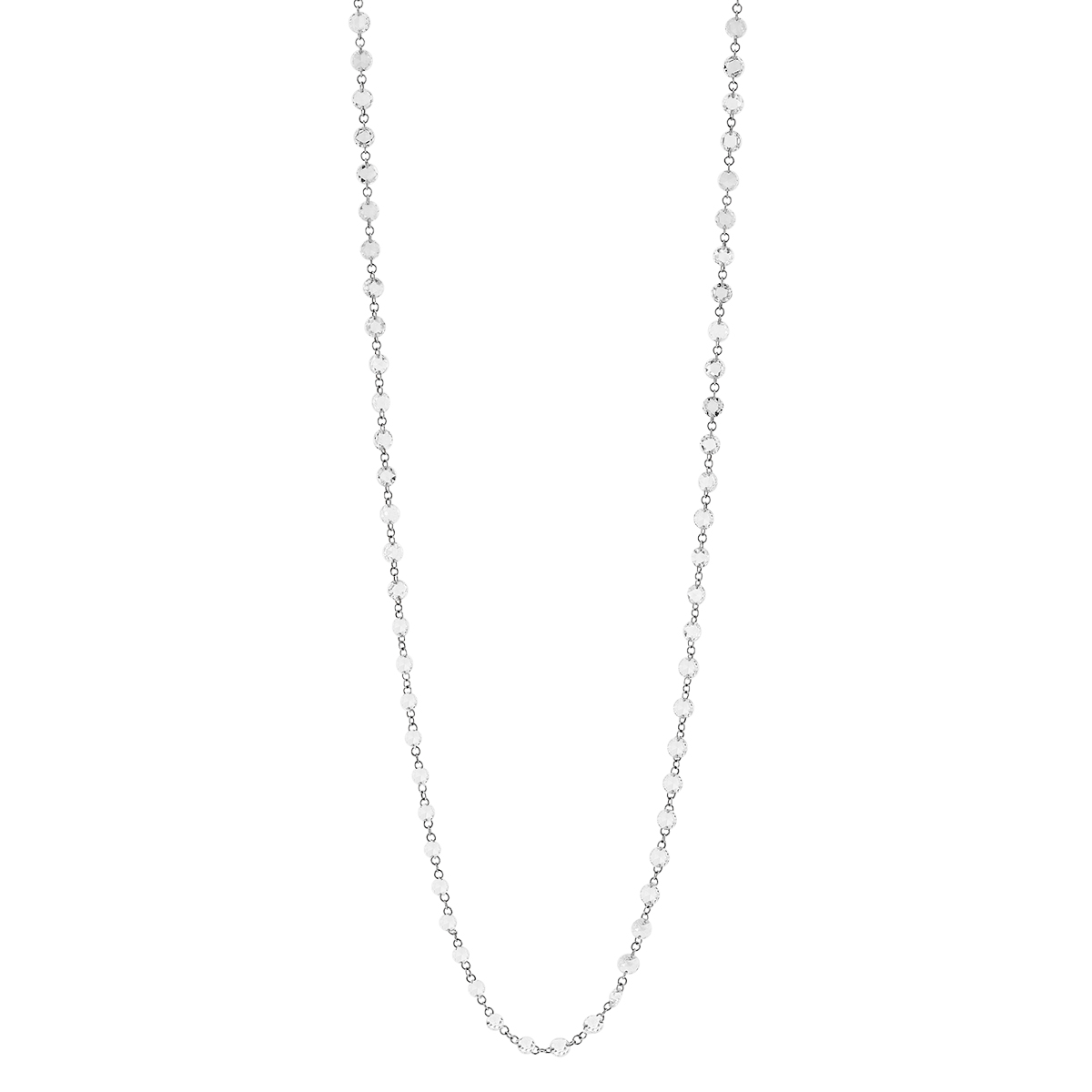Rose Cut Floating Diamond Chain Necklace in White Gold, 23