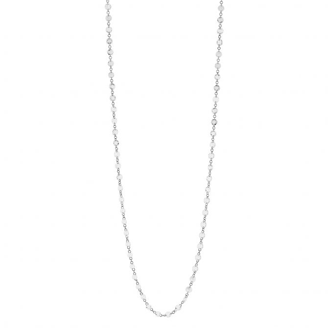 Rose Cut Floating Diamond Chain Necklace in White Gold, 23"