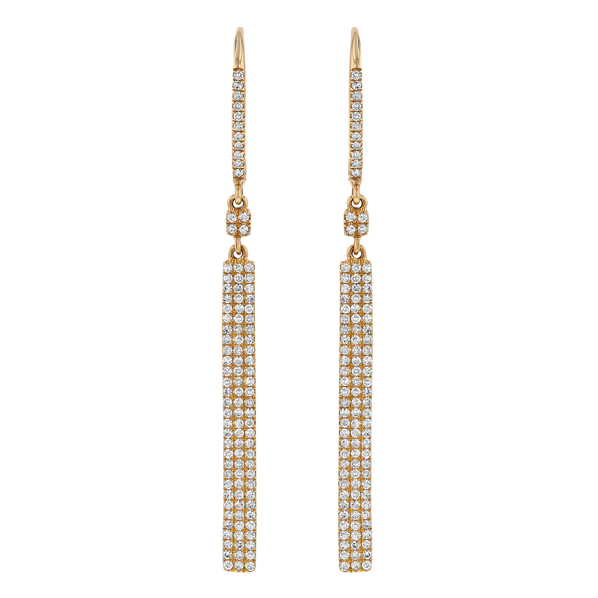 Doves Diamond Pave Column Dangle Earrings in White Gold