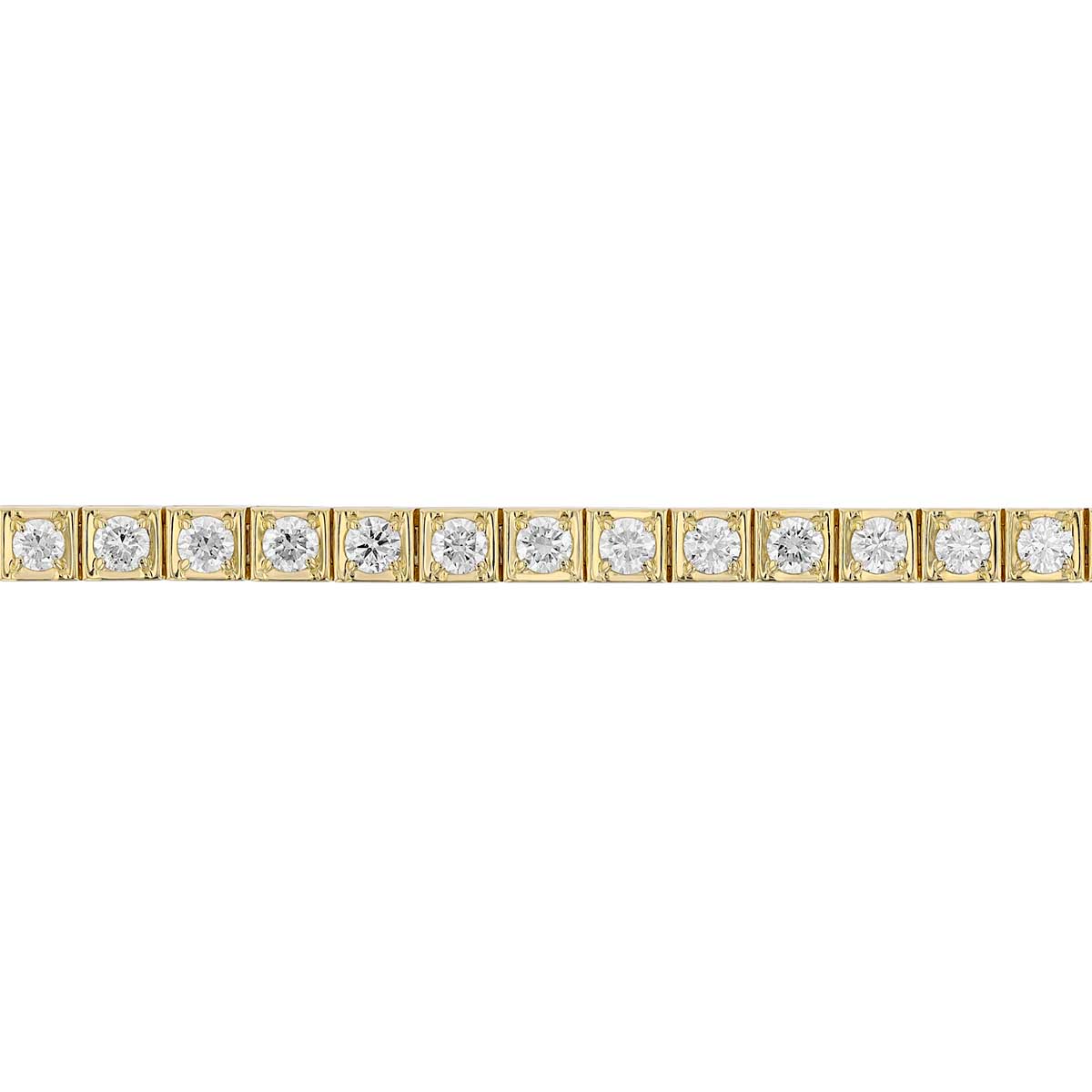 Round Diamond Square Edge Tennis Bracelet in Yellow Gold, 7