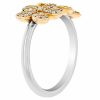 Diamond Pave Flower & Butterfly Ring in Two Tone