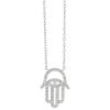 Diamond Pave Open Hamsa Pendant in White Gold, 17"