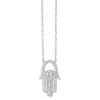 Diamond Pave Open Hamsa Pendant in White Gold, 17"