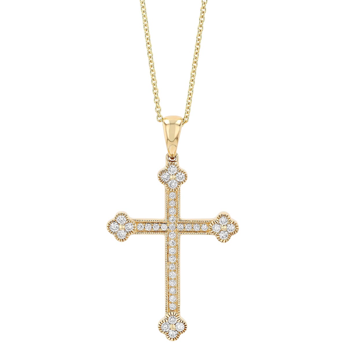 Diamond Cross Necklace in Yellow Gold, 0.15 cttw, 18