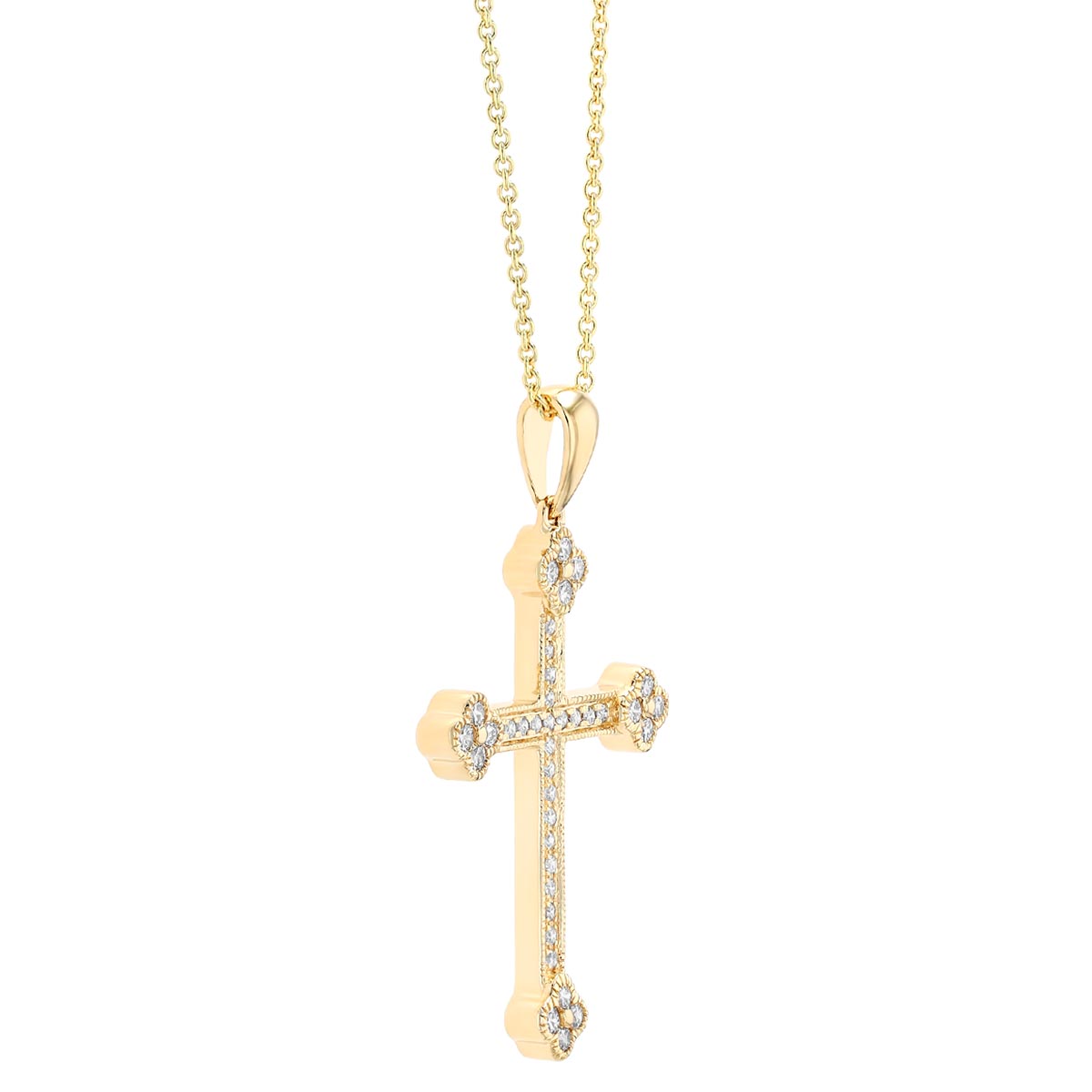 Diamond Cross Necklace in Yellow Gold, 0.15 cttw, 18