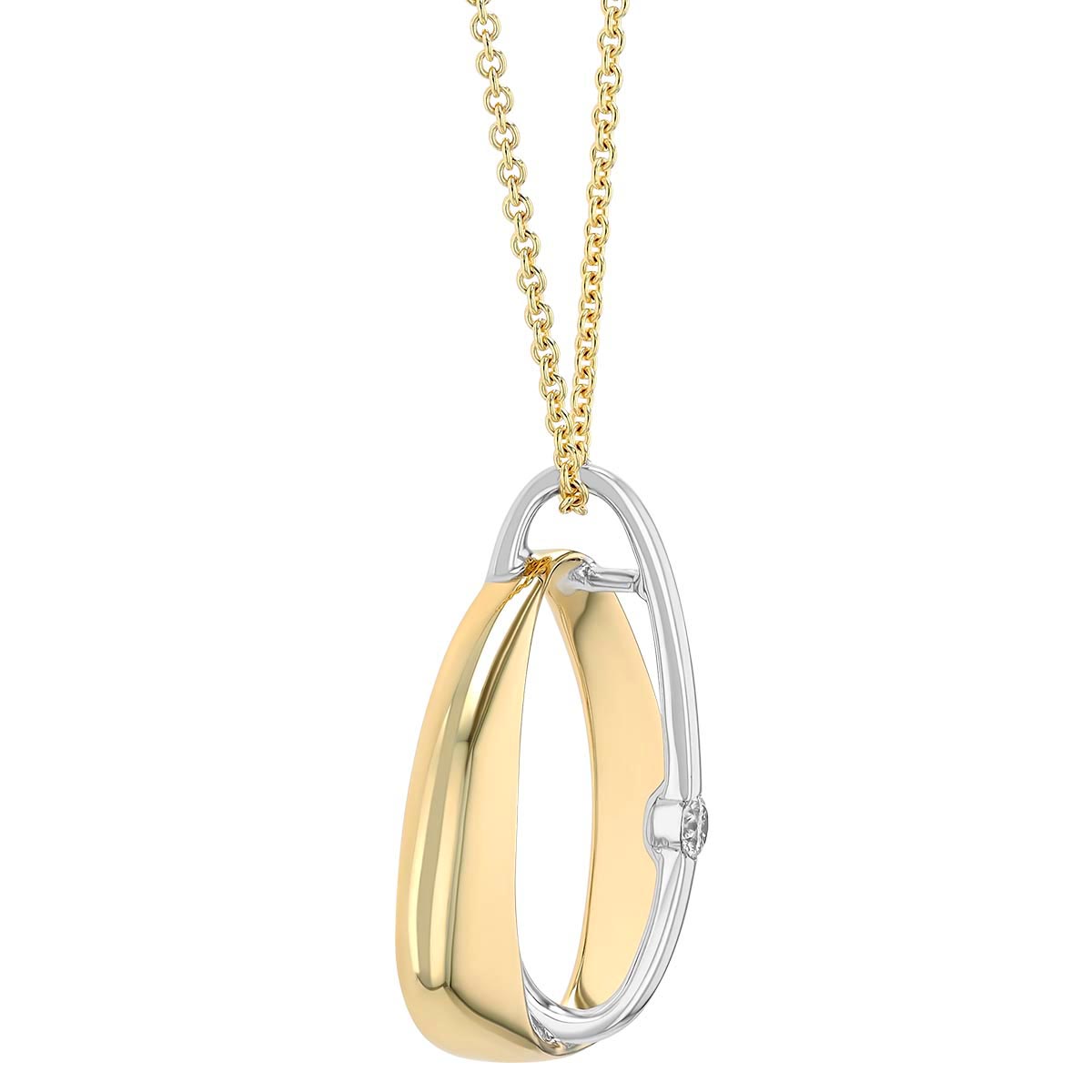 Two Tone Double Oval Pendant with Diamond Accent, 18