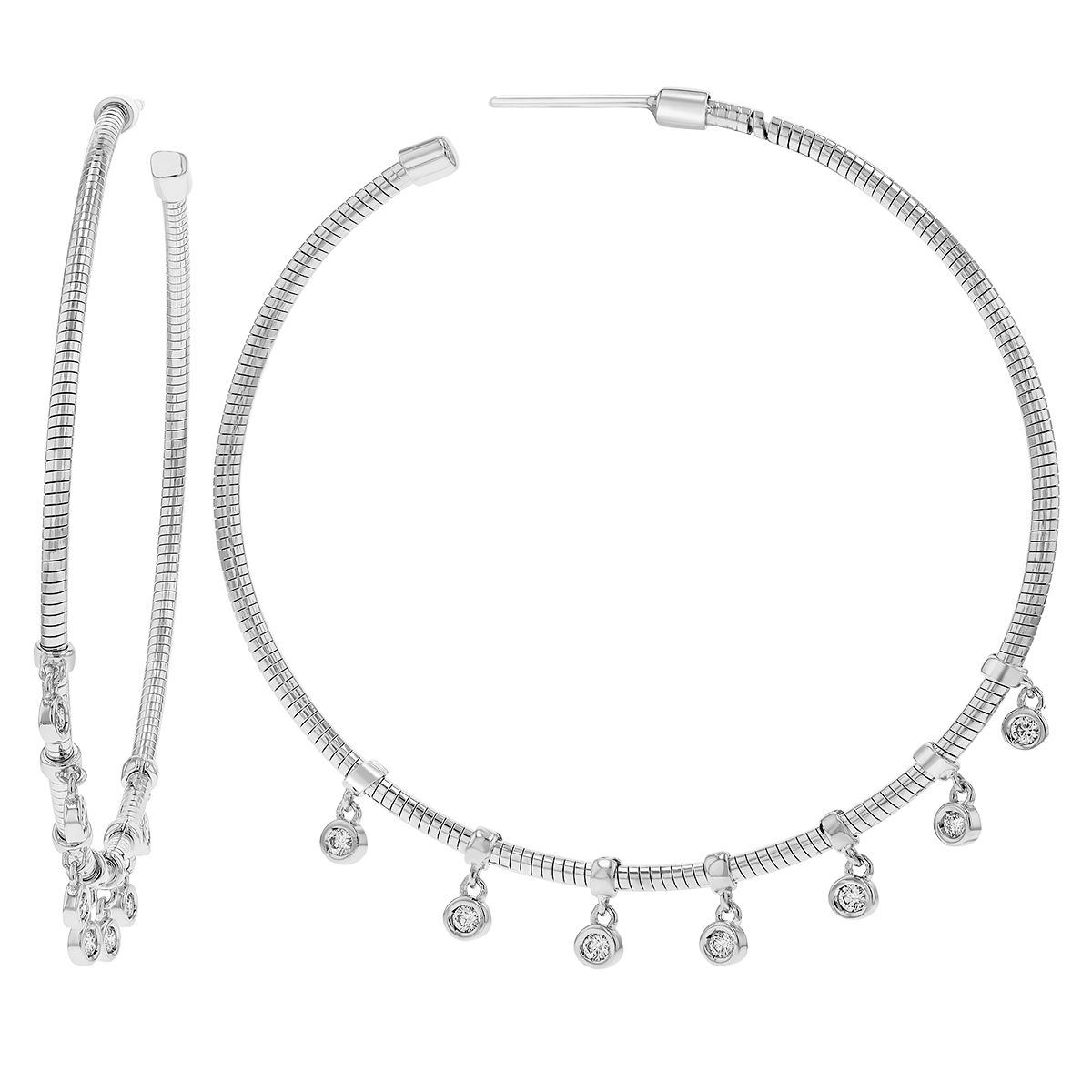 Pesavento DNA Spring Diamond Drop Hoop Earrings in Sterling Silver