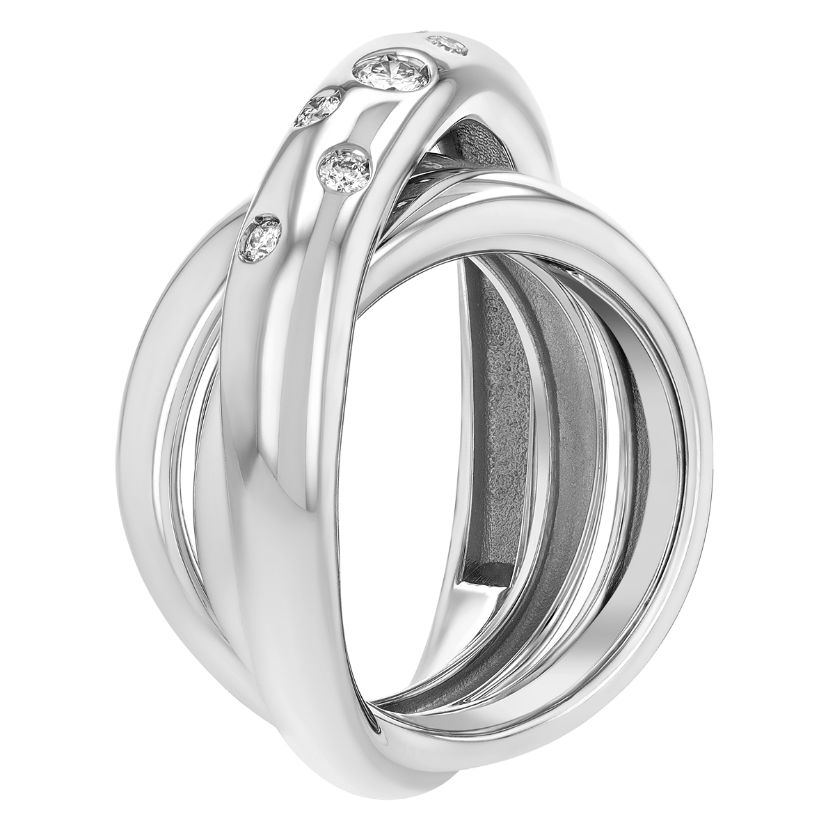 Pesavento Elegance Diamond 3 Row X Ring in Sterling Silver