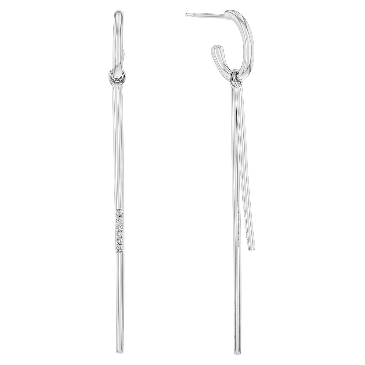 Pesavento Diamond Double Bar Dangle Hoop Earrings in Sterling Silver