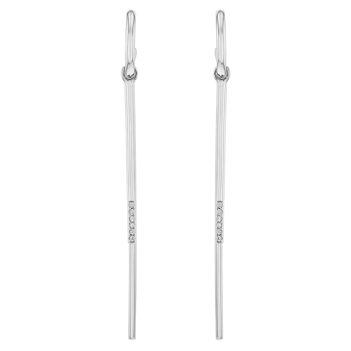 Pesavento Diamond Double Bar Dangle Hoop Earrings in Sterling Silver