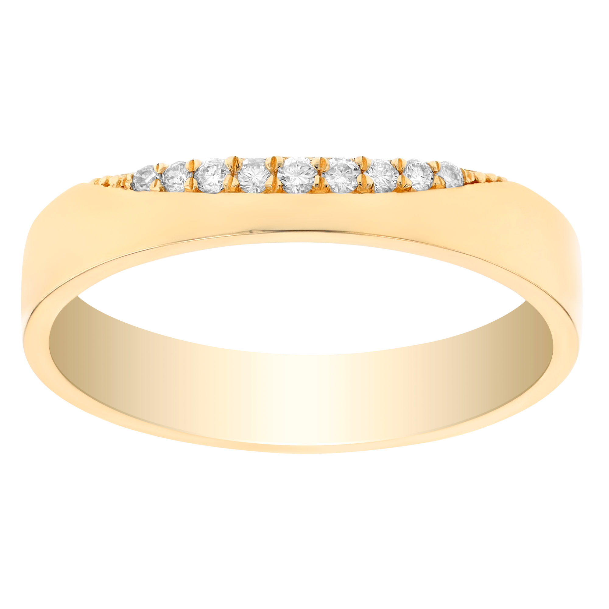 Diamond Crescent Square Edge Ring in Yellow Gold