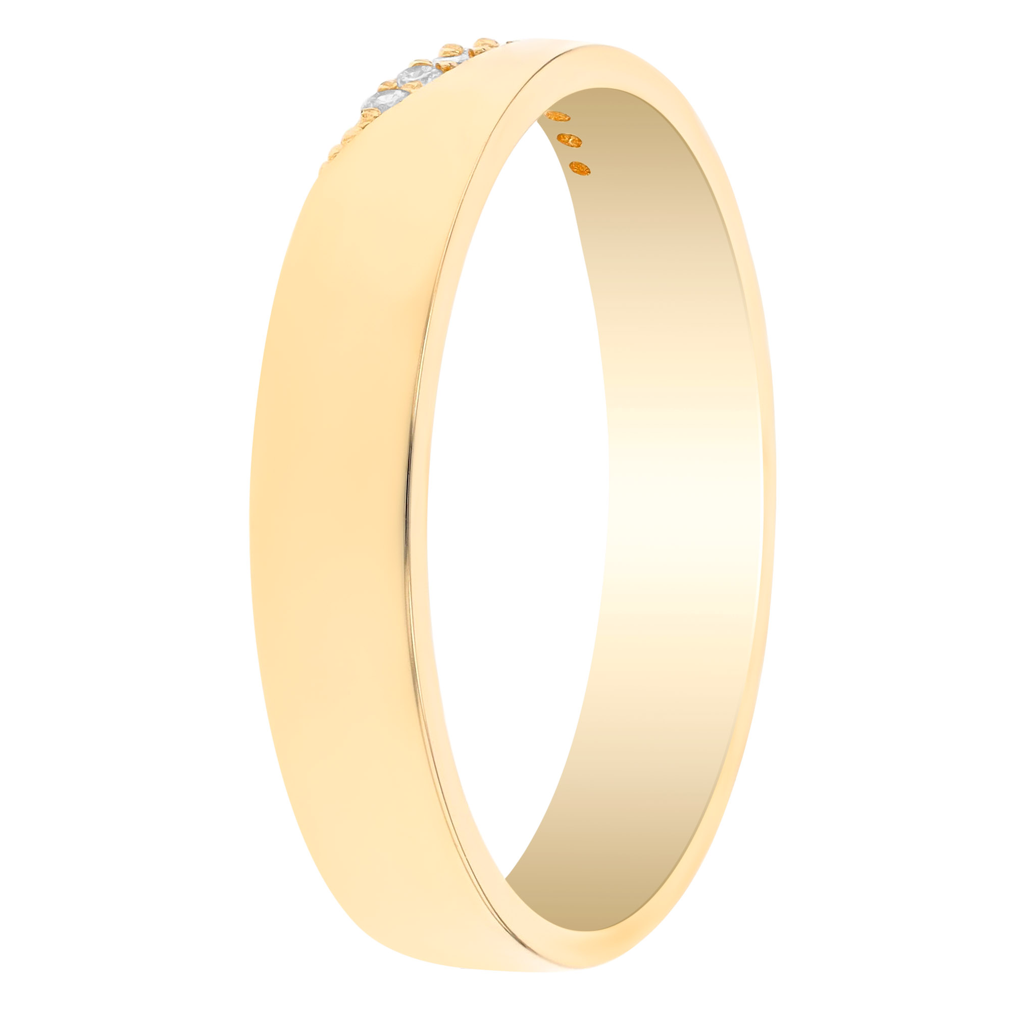 Diamond Crescent Square Edge Ring in Yellow Gold