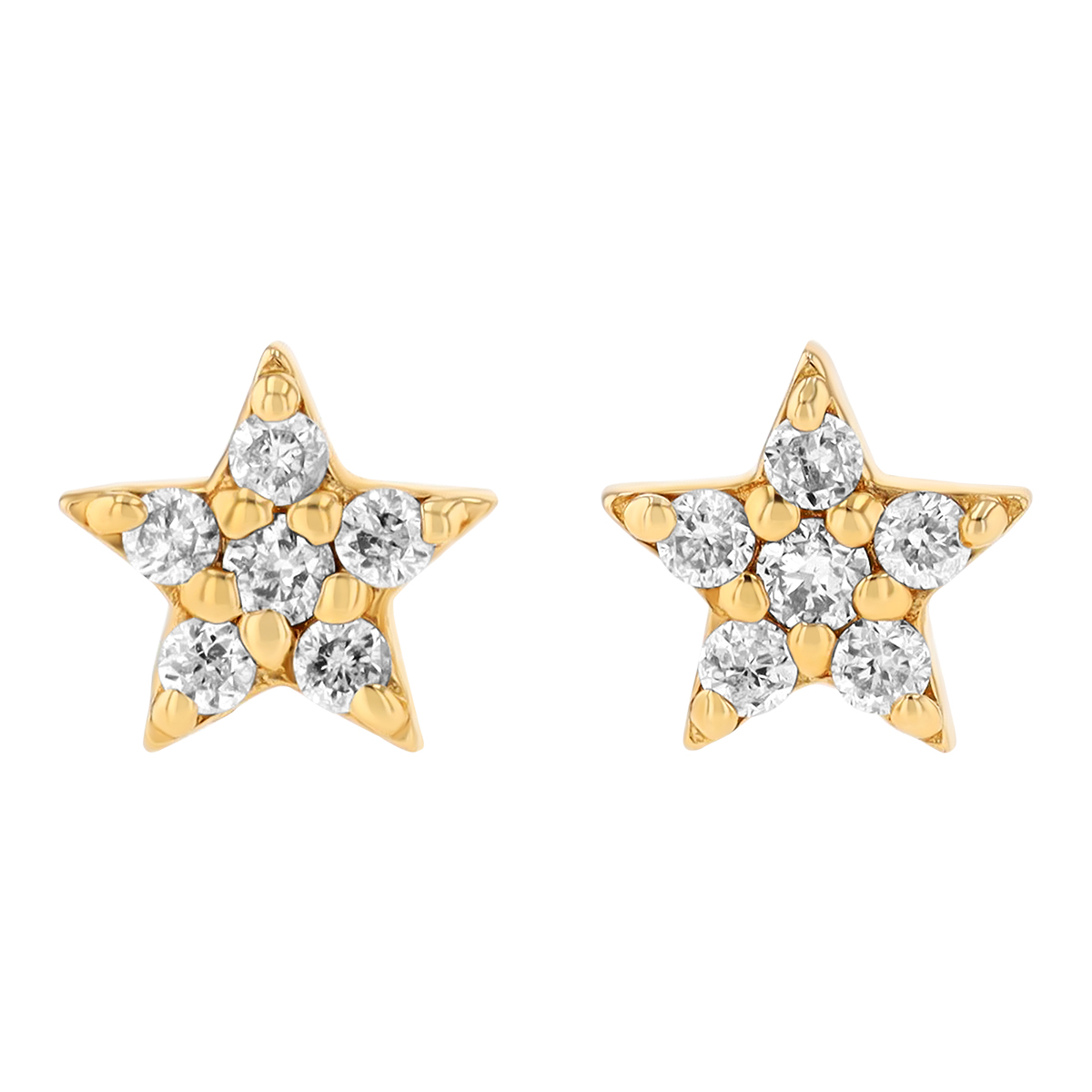 Diamond Pavé Dainty Star Stud Earrings in Yellow Gold