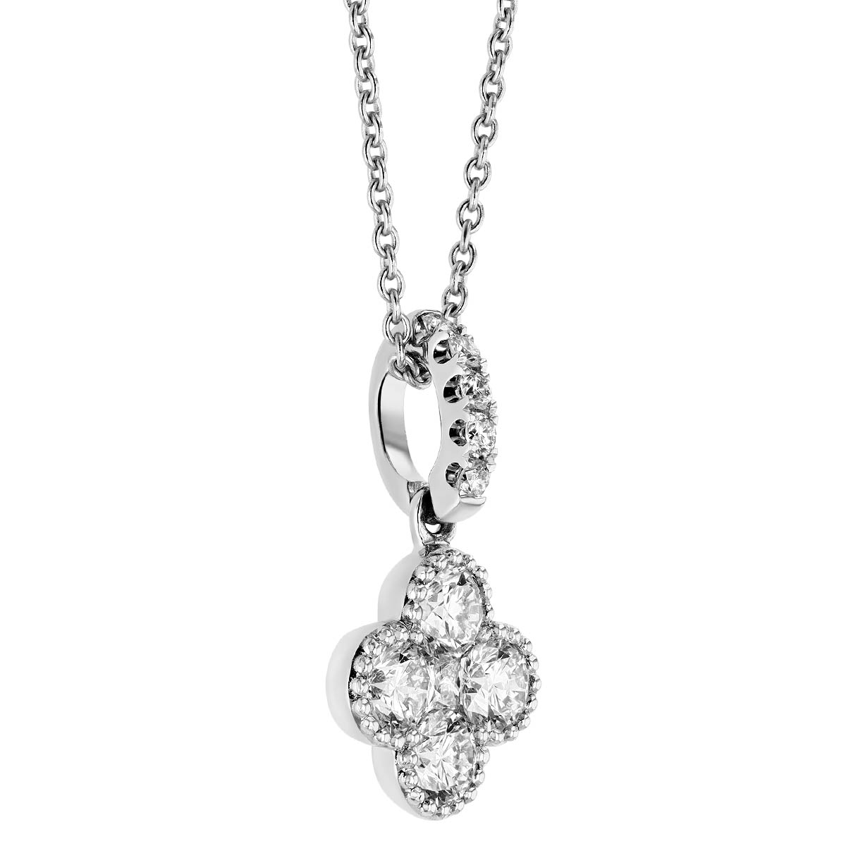 Diamond Cluster & Halo Pendant in White Gold, 0.51 cttw