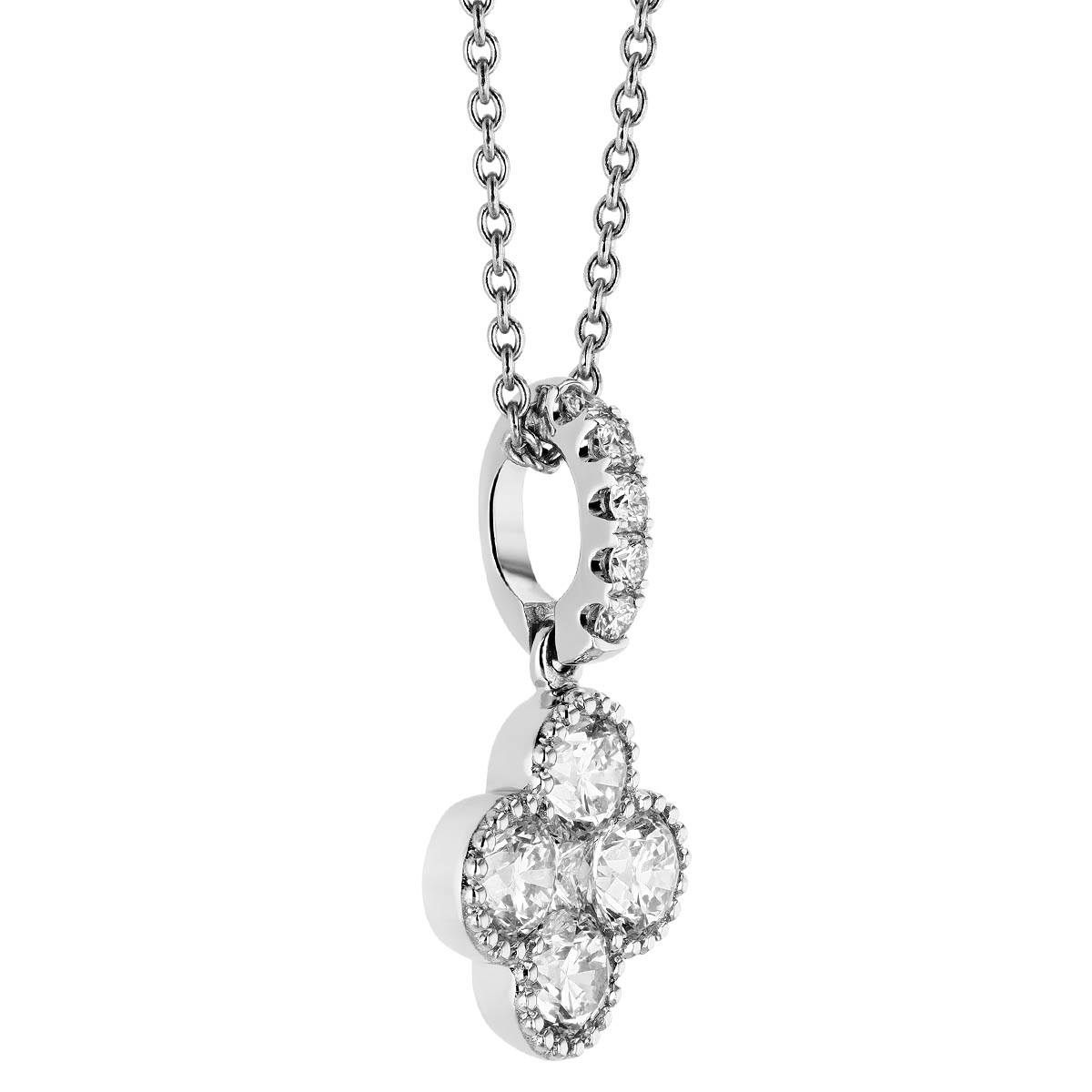 Diamond Cluster & Halo Pendant in White Gold, 0.66 cttw