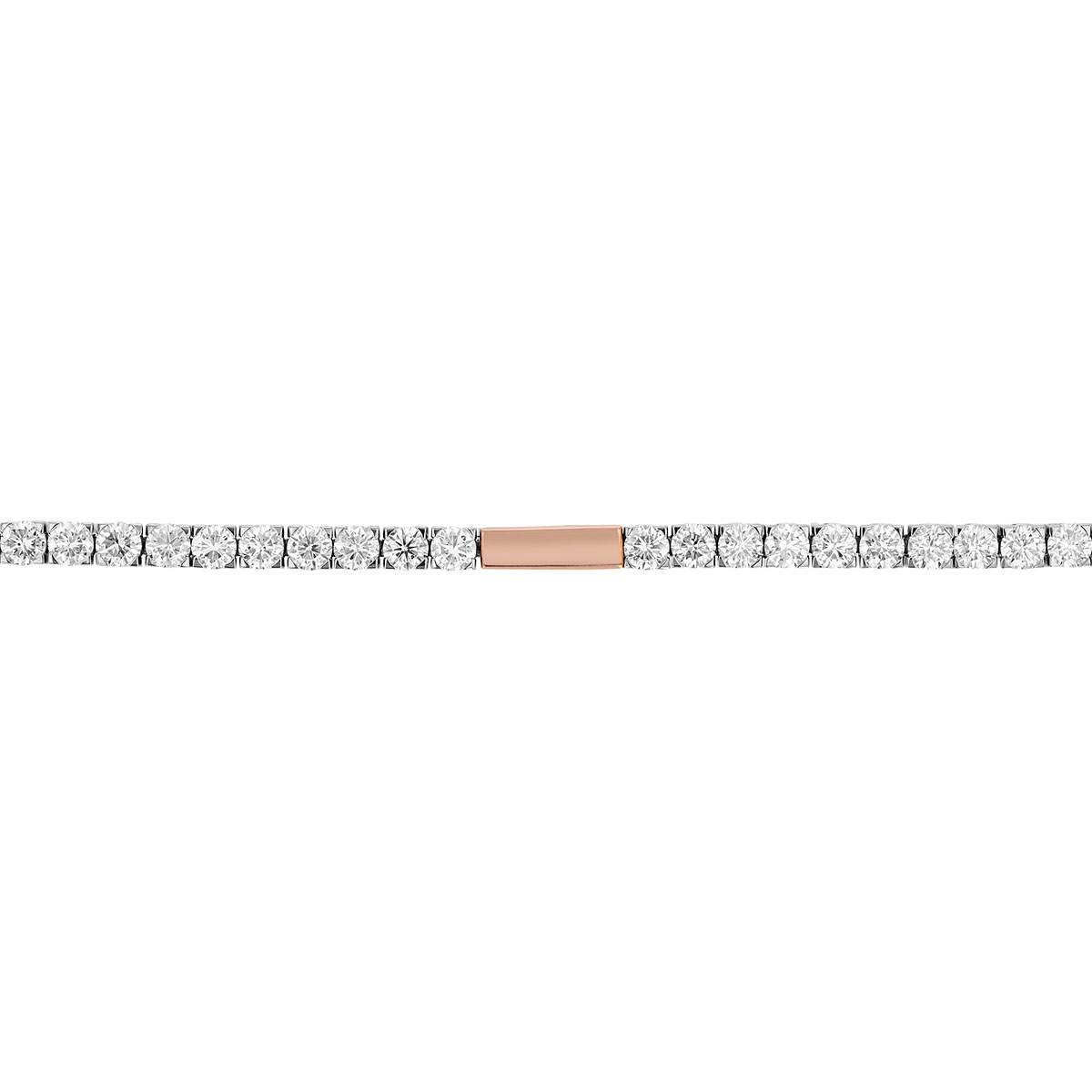 Round Diamond & Rose Gold Bar Tennis Bracelet in Two Tone, 7