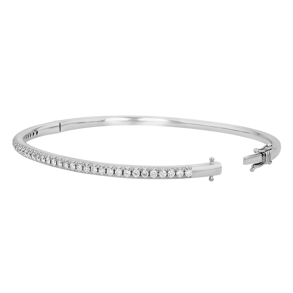 Single Row Diamond Bangle Bracele in White Gold