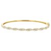 Diamond Twisted Two Row Bangle Bracelet in Yellow Gold