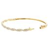 Diamond Twisted Two Row Bangle Bracelet in Yellow Gold