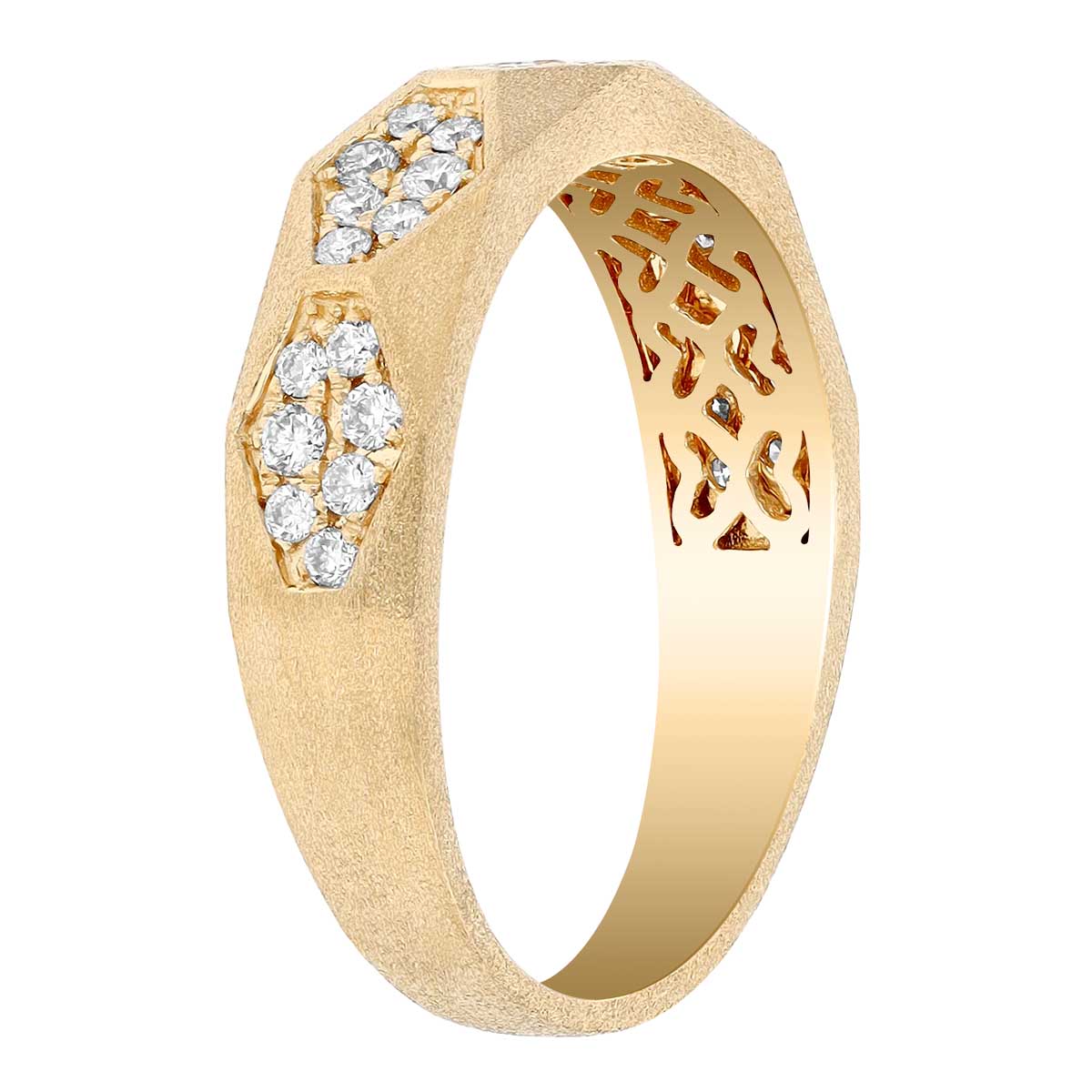 Diamond Hexagon Cluster Ring in Yellow Gold