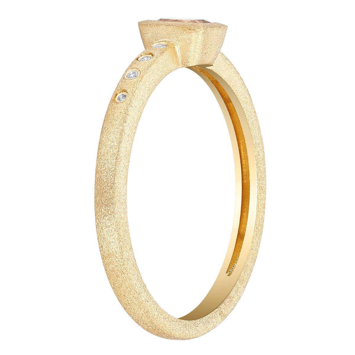 Cushion Fancy Yellow Diamond Bezel & White Diamond Ring in Yellow Gold