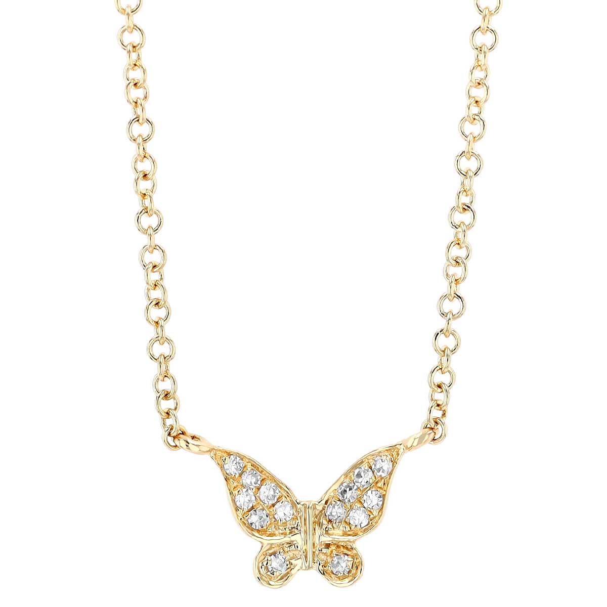 Diamond Pavé Butterfly Pendant in Yellow Gold, 18
