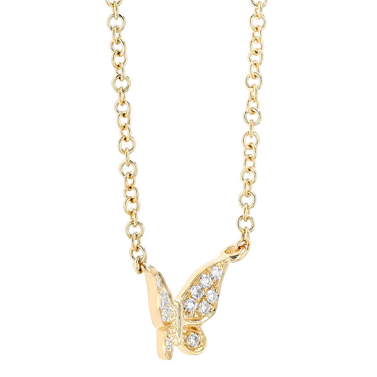 Diamond Pavé Butterfly Pendant in Yellow Gold, 18