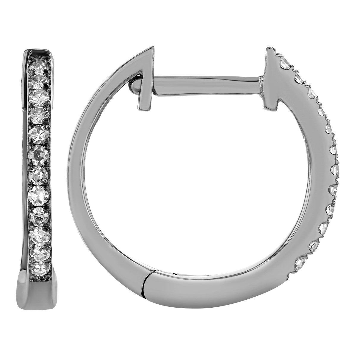 Diamond Huggie Hoop Earrings in Black Rhodium Plated White Gold