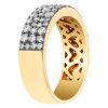 Diamond Pavé Square Edge Ring in Black Rhodium & Yellow Gold