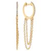 Diamond & Cable Chain Dangle Hoop Earrings in Yellow Gold