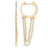 Diamond & Cable Chain Dangle Hoop Earrings in Yellow Gold