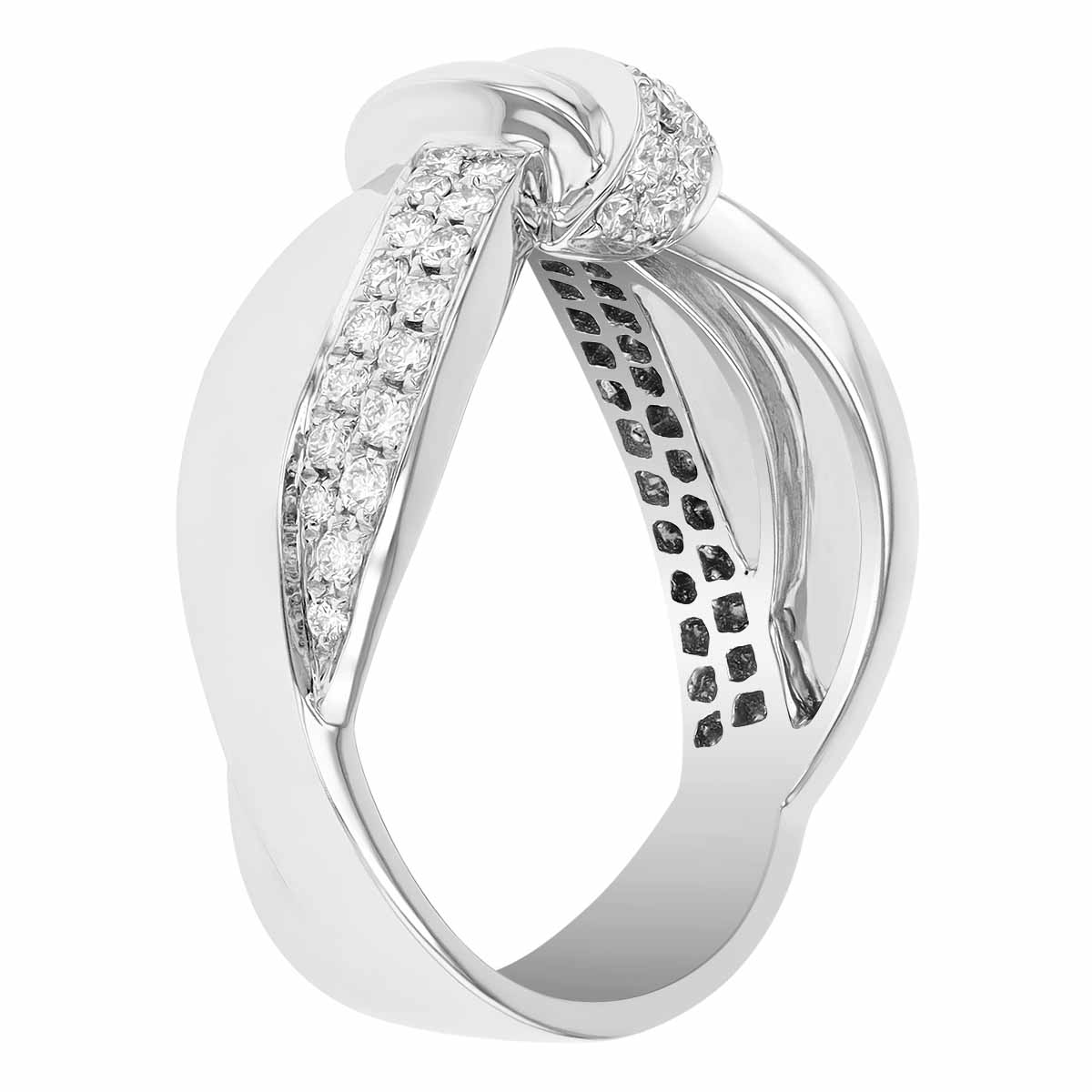 Diamond Pave Tied Knot Ring in White Gold